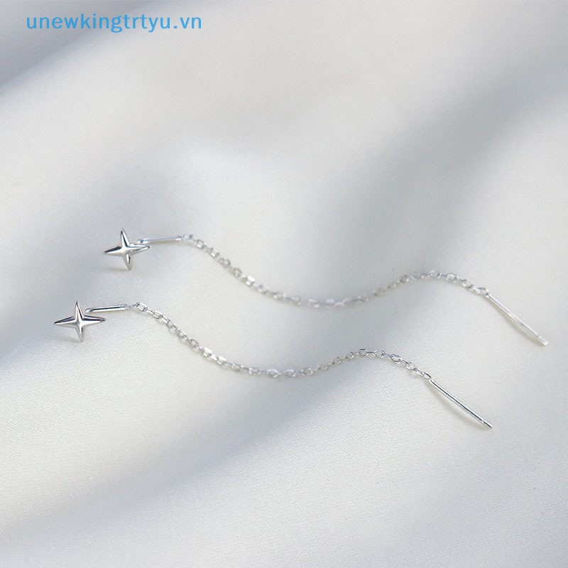 Unewtyu Xu Hướng Dây Dài sel Sợi Dây Leo Ngôi Sao Mặt Dây Thả Bông Tai Nữ Thẳng Bông Tai Trang Sức VN