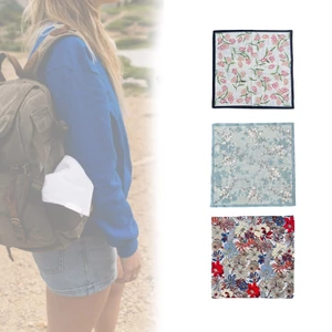 Yoo Women Khăn tay họa tiết hoa cầm tay Khăn ăn có thể giặt được 45x45cm Túi Hanky