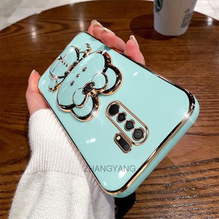 ốp lưng redmi 9 Ốp Điện Thoại TPU Silicon Mềm Mạ Điện Gắn Gương Trang Điểm Hình Thỏ 3D Cho redmi 9