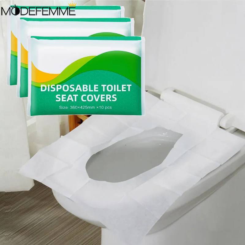 Set 10 Vỏ Bọc Bệ Ngồi toilet Dùng Một Lần Chống Nước An Toàn Cho Đi Du Lịch / Cắm Trại