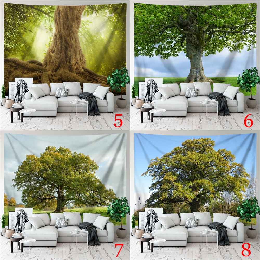 Thảm Treo Tường Bằng polyester Hình Cây Xanh Thiên Nhiên Kèm Kẹp Trang Trí Phòng Ngủ