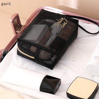 1 Túi Lưới Đựng Mỹ Phẩm / Đồ Trang Điểm Cỡ Lớn Màu Đen Có Khóa Kéo Tiện Dụng Mang Theo Du Lịch