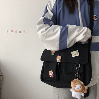 Nhật Bản Bông Tai Kẹp Dễ Thương Vintage Cô Gái Túi Phiên Bản Hàn Quốc Sinh Viên Túi Vải Nữ Túi Messenger
