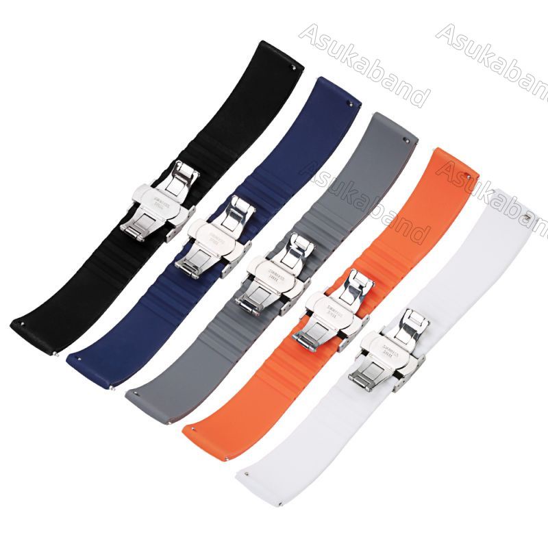 Vòng Tay Cao Su silicone Chống Nước Khóa Bướm 18mm 20mm 22mm 24mm Cho Nam Nữ