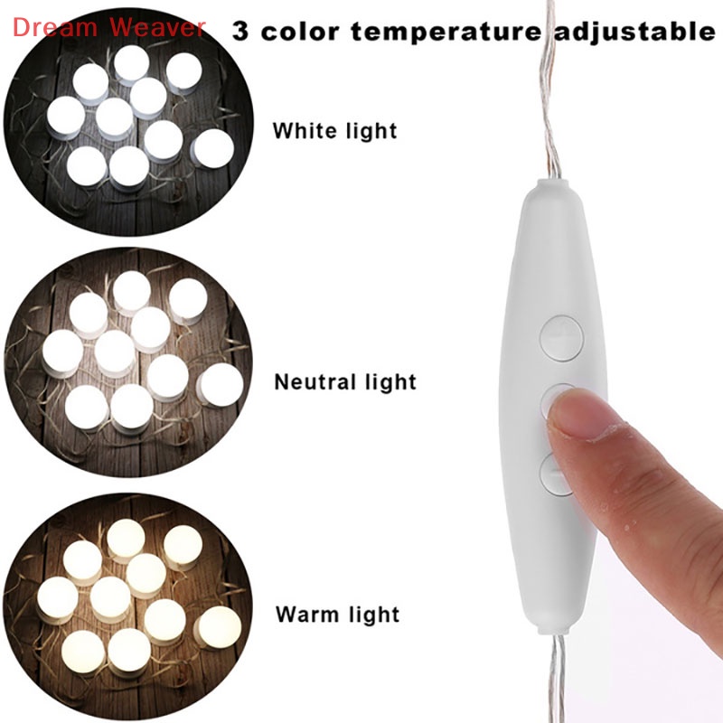 [Dream] Bóng đèn LED phong cách Holly Bàn trang điểm Vanity Bộ đèn gương USB mới