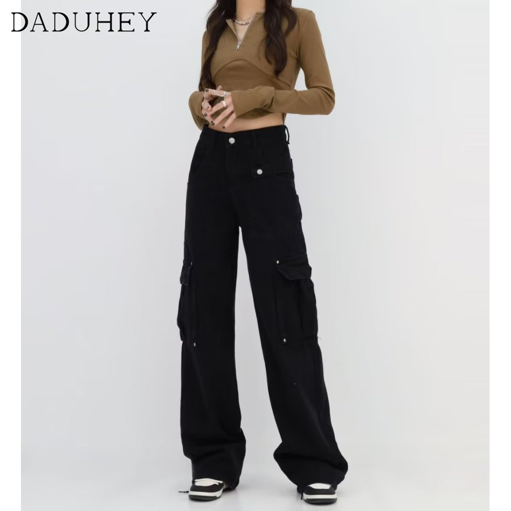 Ảnh DaDuHey New American Ins High Street Retro Casual Pants Niche High Waist Loose Wide Leg Pants Large Size Trousers 2