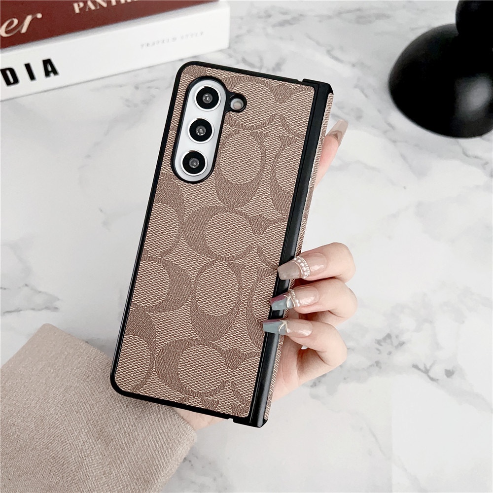 Ốp điện thoại gấp da PU sang trọng cho Samsung Galaxy Z Fold 3 4 5 6 7 cổ điển Bảo hiểm toàn diện Vỏ thiết kế độc đáo cho Z Fold7 Vỏ bảo vệ chống sốc