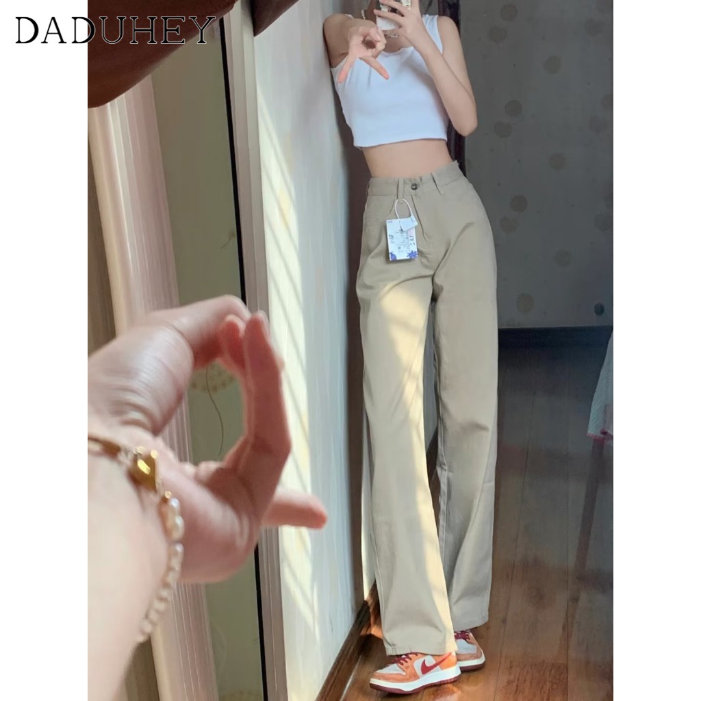 Ảnh DaDuHey New American Ins High Street Khaki Casual Pants Niche High Waist Loose Wide Leg Pants plus Size Trousers 4