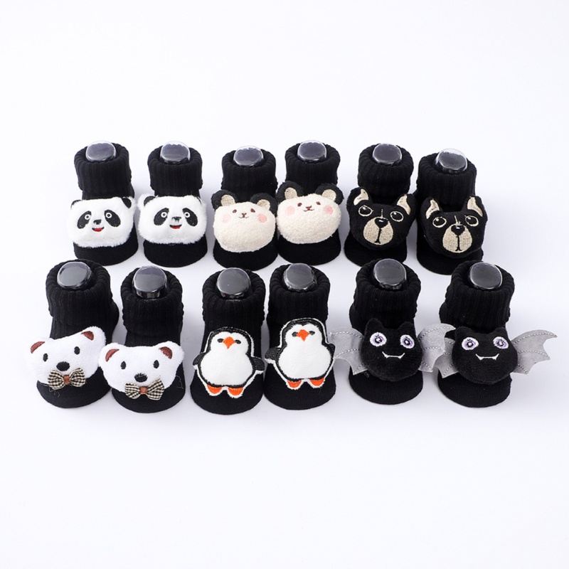 MIS 3 Cặp Hoạt Hình Cho Bé Giày Đi Bộ Đầu Tiên Dệt Kim Sơ Sinh Bé Trai Bé Gái Tất Giày Bốt Thời Trang Chống Trơn Trượt Trẻ Sơ Sinh Booti
