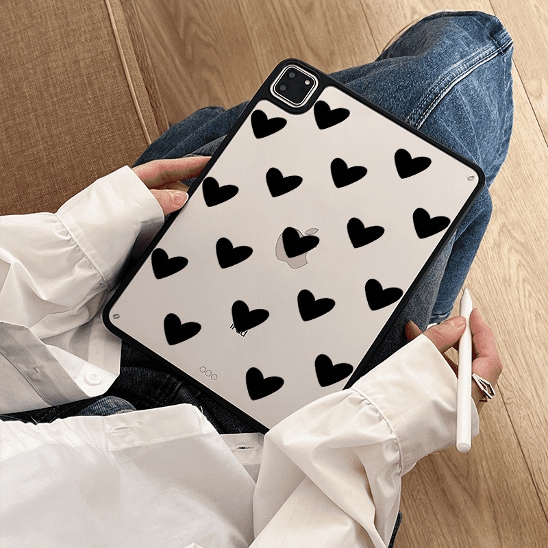 Ốp lưng Acrylic cứng Họa tiết trái tim đáng yêu Tương thích với Mini6 Mini7 A17Pro iPad 5 6 7 8 9 10th 11th A16 Air3 Air4 Air5 Air6 Pro10.5 10.2 "Pro11 Air11