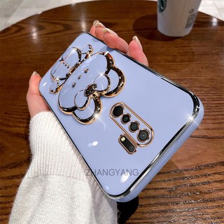 ốp lưng redmi 9 Ốp Điện Thoại TPU Silicon Mềm Mạ Điện Gắn Gương Trang Điểm Hình Thỏ 3D Cho redmi 9