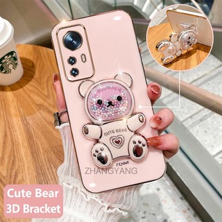 ốp lưng xiaomi 12 12 lite 12t 12t pro Ốp Điện Thoại tpu Dẻo Mạ Màu 3d In Hình Gấu Nhỏ Đáng Yêu Có Giá Đỡ Cho xiaomi 12 12 lite 12t 12t pro