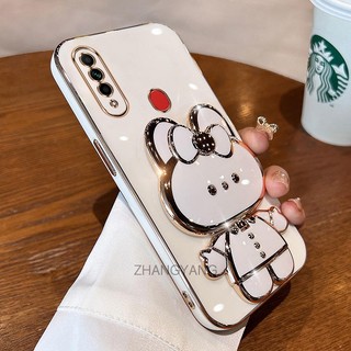 ốp lưng oppo a31 2020 Ốp Điện Thoại TPU Silicon Mềm Mạ Điện Gắn Gương Trang Điểm Hình Thỏ 3D Cho oppo a31 2020