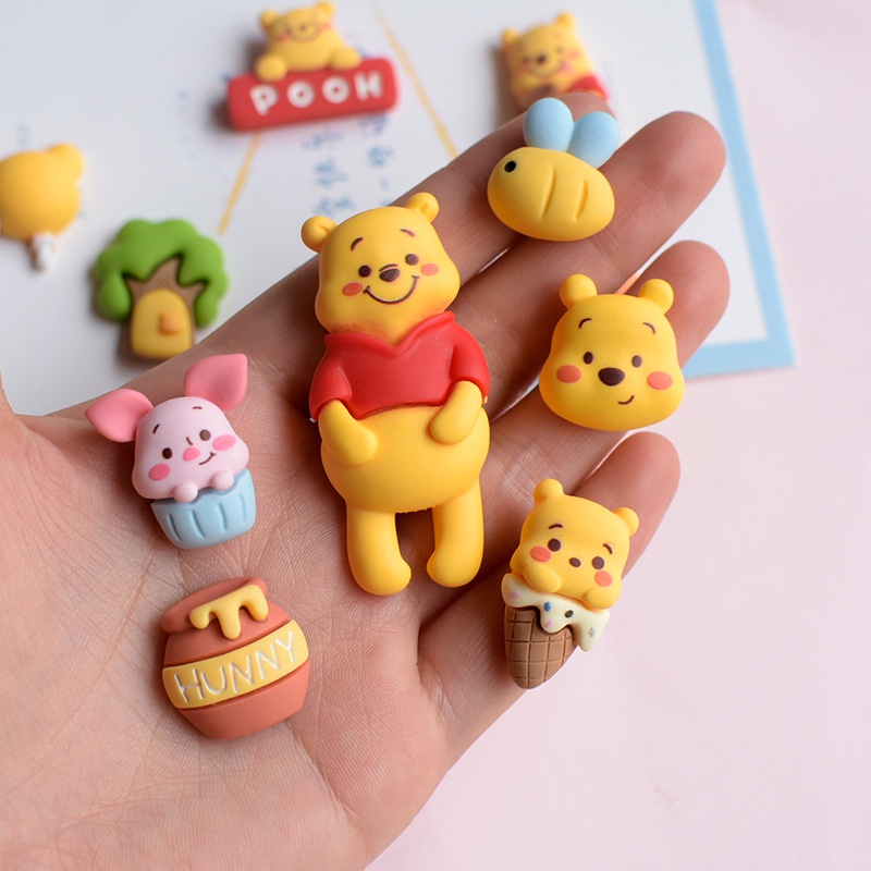 Pooh Series Khóa Phụ Kiện Giày Crocs DIY Sáng Tạo, Vỏ Điện Thoại, Phụ Kiện Mũ Tai, Chất Liệu, Có Thể Tháo Rời, Hoạt Hình