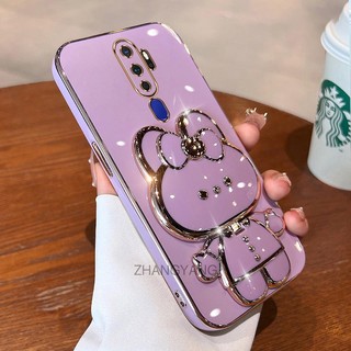 ốp lưng oppo a5 2020 a9 2020 Ốp Điện Thoại TPU Silicon Mềm Mạ Điện Gắn Gương Trang Điểm Hình Thỏ 3D Cho oppo a5 2020 a9 2020