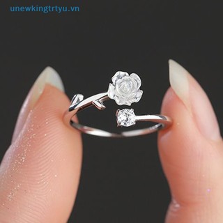 Unewtyu Vintage Hoa Hồng Hoa Camellia Nhẫn Nữ Phong Cách Hàn Quốc Mở Đầu Có Thể Điều Chỉnh Thời Trang Nhẫn Cưới Đính Hôn Dự Tiệc Trang Sức VN
