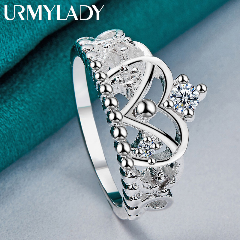URMYLADY Bạc 925 Vương Miện Zircon 7-10 # Nhẫn Nữ Cưới Quyến Rũ Trang Sức Thời Trang