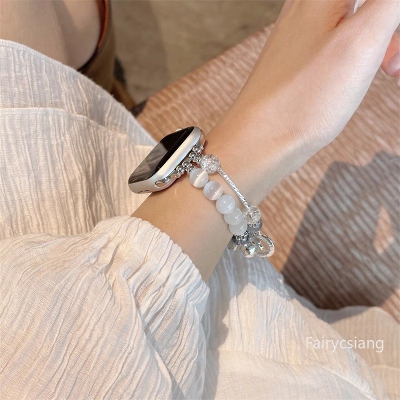 Dây đeo mắt mèo sang trọng S11 cho Apple Watch S10 9 8 7 6 SE 5 46mm 42mm 45 44 41 40 38mm cho vòng đeo tay hạt iWatch Ultra 2 49mm