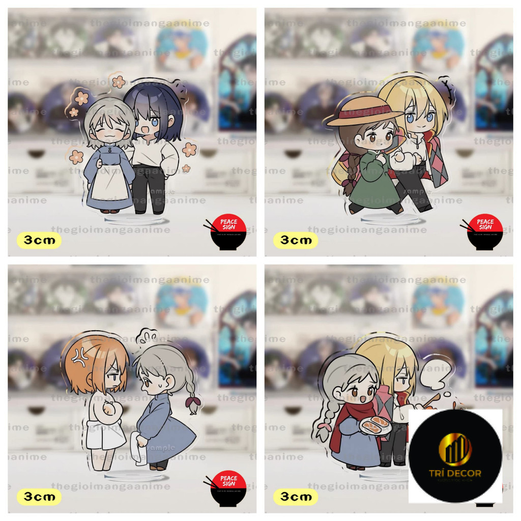 (3cm) Mô hình standee Howl's Moving Castle MÁ HỒNG Lâu đài bay của pháp ...