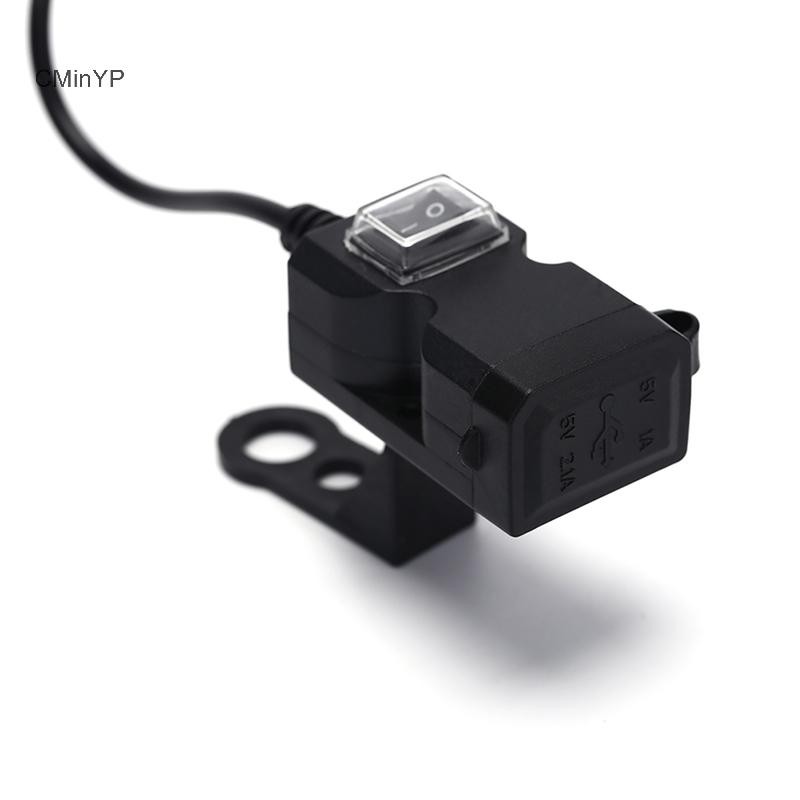 Ổ cắm sạc tay lái xe máy USB 12V chống nước Cyppinp có & giá đỡ Vinh Quang