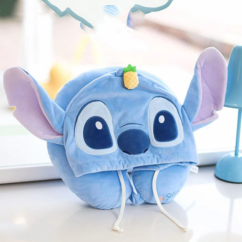 ST2 Stitch Có Mũ Trùm Đầu Gối Hình Chữ U Sang Trọng Du Lịch Di Động Văn Phòng Gối Bảo Vệ Cổ TS2