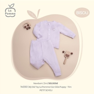 La pomme Bộ dài tay cúc giữa sơ sinh La Pomme  AW2022 T6.0