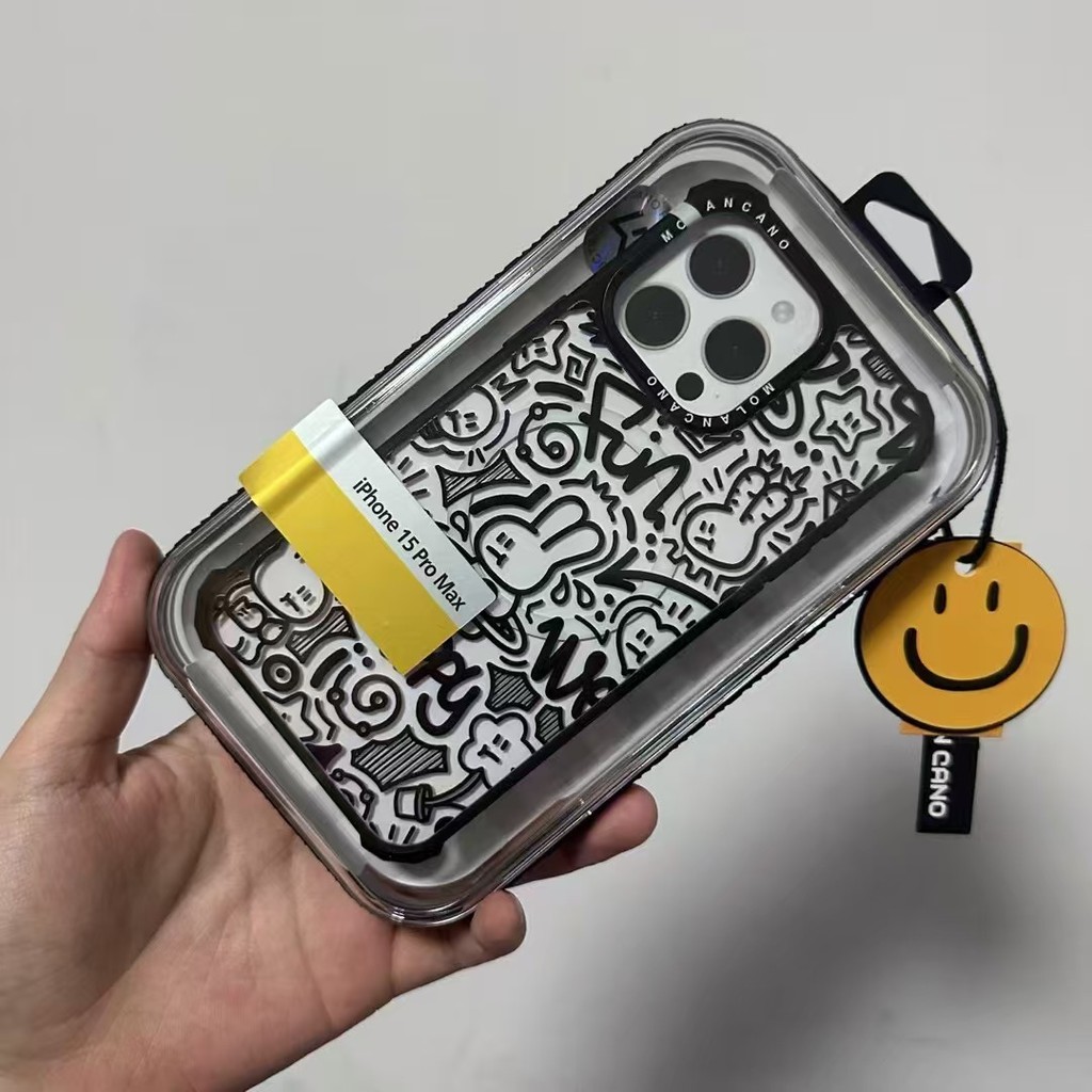 Ốp điện thoại MOLABCANO iPhone 16 Vỏ bảo vệ Graffiti Line Rabbit Fashion Apple 16Promax Chống sốc 15Pro Vỏ bảo vệ toàn diện
