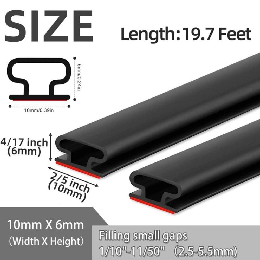 MONOSTYLE 6m Dải thời tiết, Dải kín cửa hình chữ D cách âm, Khung cửa cao su chống gió tự dính chất lượng cao Cách nhiệt gia đình