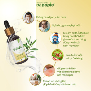 Tinh Dầu Tràm Gió Nguyên Chất Dr Papie Phòng Cảm Cúm, Cảm Lạnh, Giữ Ấm Cơ Thể Cho Bé Từ Sơ Sinh - 30ml