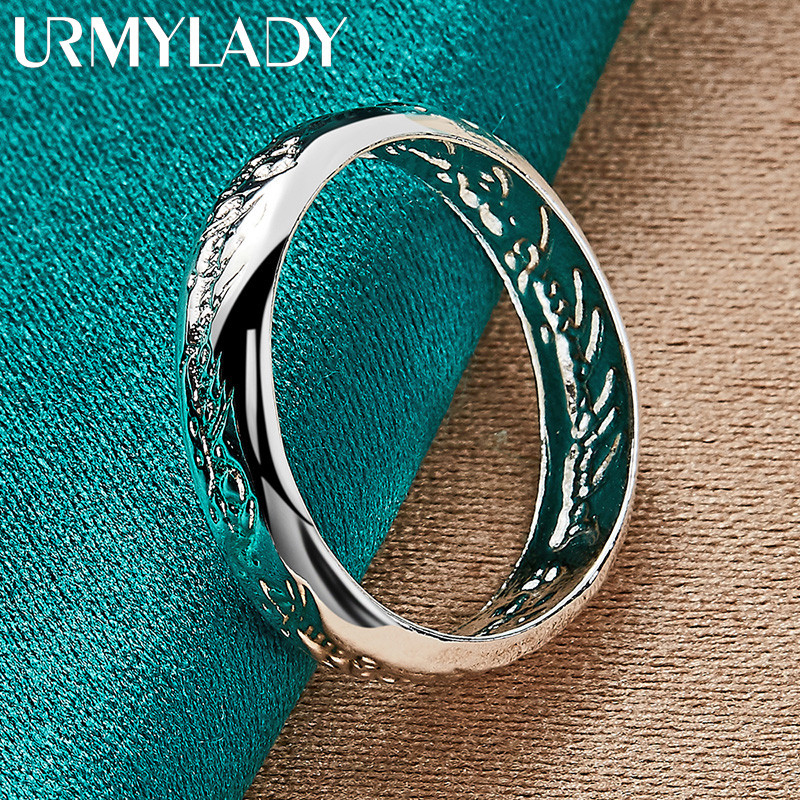 URMYLADY Bạc 925 Văn Bản Khắc 7-10 # Nhẫn Nữ Tiệc Cưới Thời Trang Quyến Rũ Trang Sức