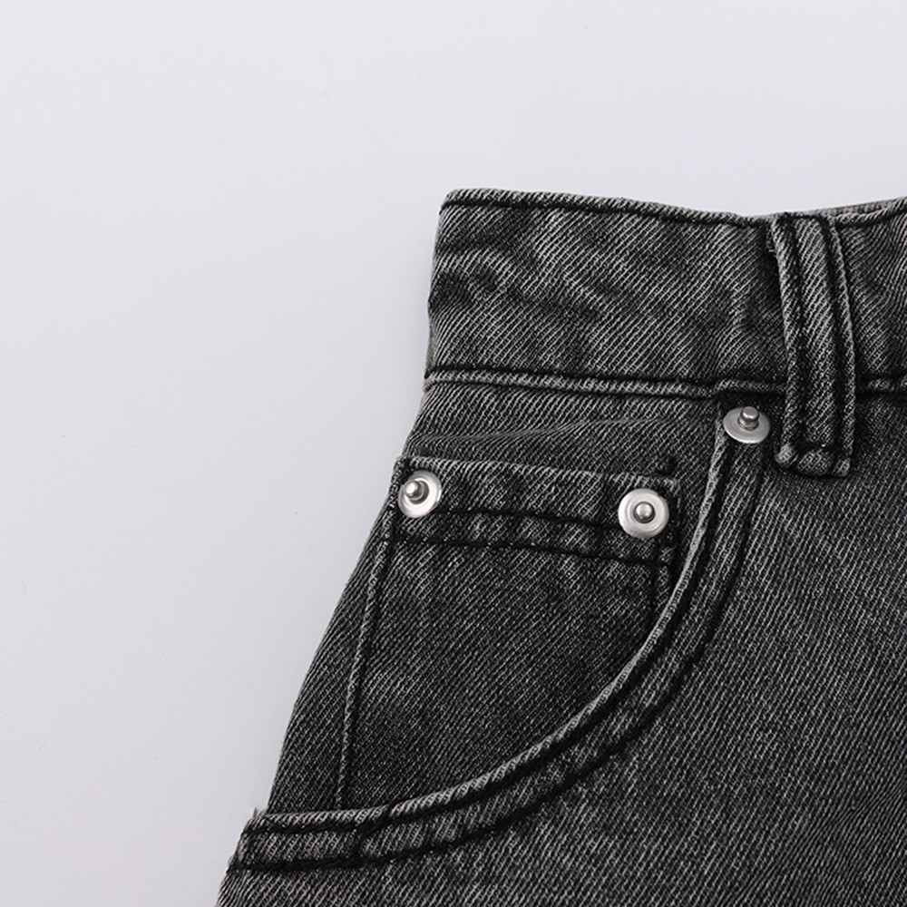 Oksmartlove Thời Trang Phong Cách Mỹ Thiết Kế Giải Cấu Trúc Độc Đáo Váy Denim Nữ Mùa Hè Phong Cách Mới Kẻ Sọc Không Đều Khâu Váy Eo Cao Hàng Có Sẵn