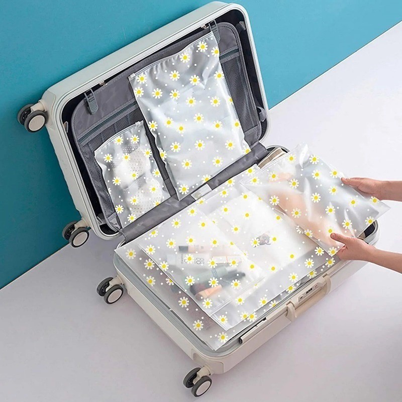 10 / 20 / 30 Cái Daisy Matte Frosted Nhựa Bao Bì Túi Dây Kéo / Túi Bảo Quản Du Lịch Daisy Trong Suốt