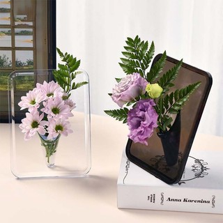 (Giao hàng tại địa phương) Acrylic Khung ảnh sáng tạo Bình hoa nghệ thuật Trang trí phòng khách Giá sách Hộp đựng trang trí hoa (không có hoa))