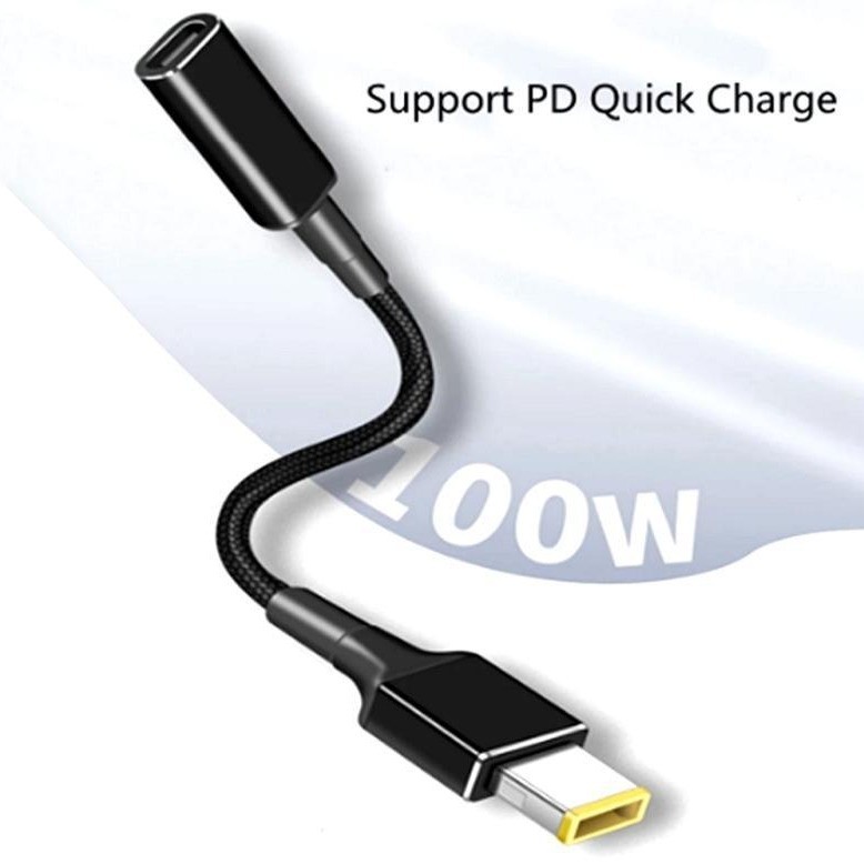 100W PD USB Type-C Nữ đến 5.5 * 1.7 4.0 * 1.7 6.5 * 4.4 5.5 * 3.0 Nam Cáp Sạc Jack DC Cho Laptop Acer / Sony / Samsung 65W / 90W, 15cm