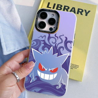 Vỏ điện thoại hoạt hình Laser IMD Purple Flame Gengar cho iPhone 16 15 14 13 12 11 Pro Max X XR XS 7 8