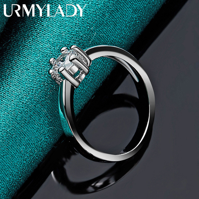 URMYLADY Chất Lượng Cao Bạc 925 Mỹ Sáu Móng Vuốt Pha Lê Nhẫn Dành Cho Nữ Trang Sức Thời Trang