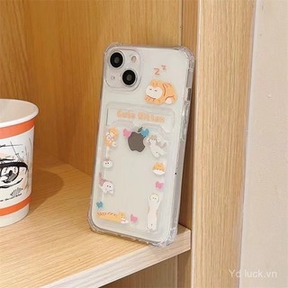 Phim Hoạt Hình Mèo Con Động Vật Dễ Thương Thời Trang Trong Suốt Hộp Đựng Thẻ Đa Năng Thích Hợp Cho iPhone 15pro 14plus 12 11pro xs x 16pro 15promax 14promax 12pro 11promax 16 7plus Vỏ Điện Thoại Chống Sốc