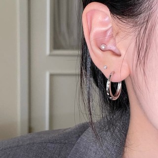 Bông Tai Bạc Starburst Vòng Bông Tai Nữ Chống Dị Ứng Vòng Tròn Lớn Vòng Bông Tai Phong Cách Hàn Quốc Sang Trọng Đơn Giản Bông Tai