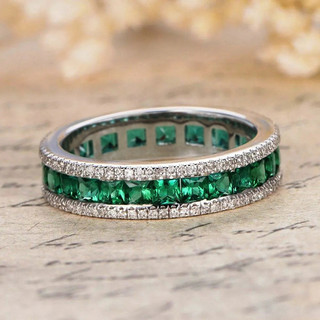 Nhẫn Zircon Xanh Âu Mỹ ins Phong Cách Mới Nữ