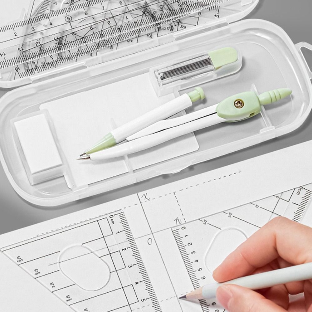 AWNGD 8 Cái / bộ Thước La Bàn Bộ, Dụng Cụ Tẩy Nhựa, Bộ Trong Suốt Đa Năng Thước Vuông Thẳng Thước Đo Văn Phòng Trường Học