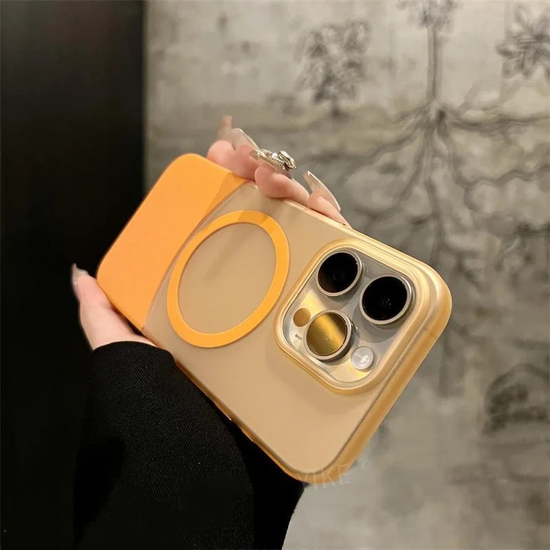 Siêu Mỏng Mờ Từ Tính Sạc Không Dây 2 TRONG 1 Ốp Lưng Trong Suốt Cho iPhone 17 Air 16 15 14 Plus 13 12 11 Pro Max Bìa Cứng