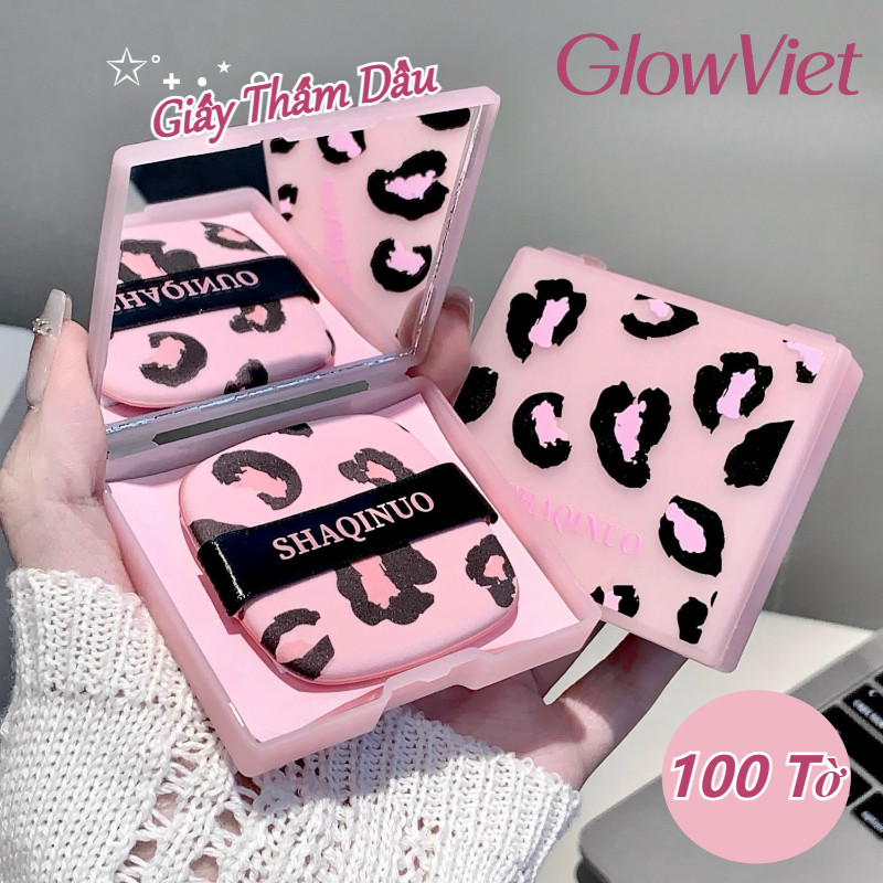 Tờ thấm dầu 100 mảnh cho mặt, Với phồng và gương tích hợp, Làm sạch da mặt khỏi dầu thừa