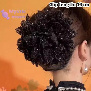 [Mystic] Thời Trang Lưới Đen Hoa Nữ Đuôi Ngựa Kẹp Mũ Đội Đầu Tính Khí Hoa Vuốt Tóc Mũ Phụ Kiện Tóc [Mới]