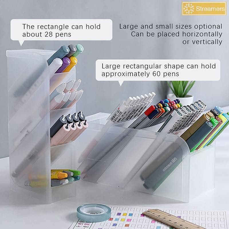 Streamers Để Bàn Trong Suốt Mờ Bút Đựng Bàn Chải Trang Điểm nghiêng Son Môi Hộp Bảo Quản Văn Phòng Phẩm Đa Năng Hộp Bảo Quản Mới