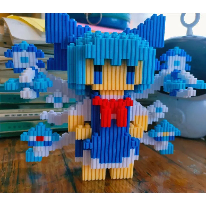 Touhou Project Fujiwara no Mokou Pixel Art Building Blocks – Shrine Maiden Collectible Display Piece – Hình phong cách Pixel – Trang trí theo chủ đề Anime