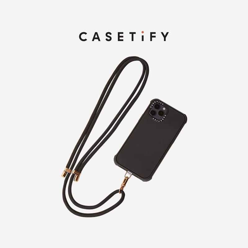 Casetify Dây bện vàng đen chất lượng cao Dây đeo điện thoại di động có thể điều chỉnh Dây đeo điện thoại di động miễn phí Dây treo cổ Phụ kiện điện thoại di động