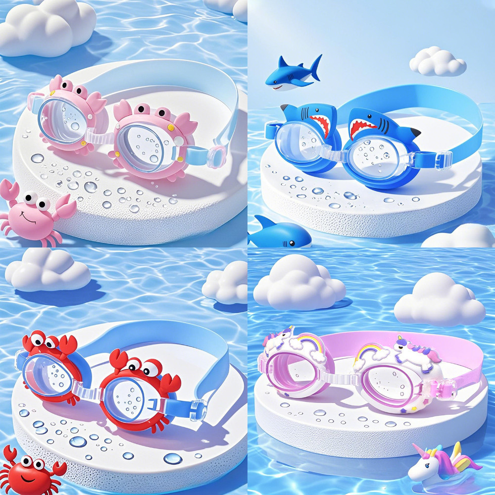 Kính Bơi Trẻ Em 3D Dễ Thương, Chống Sương Mù, Chống Nước, Điều Chỉnh Dễ Dàng Cho Bé Từ 2–8 Tuổi
