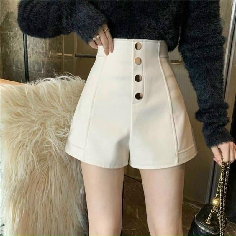 Quần Short Cạp Cao 4 Khuy Siêu Hot Nữ Pants Women Đen