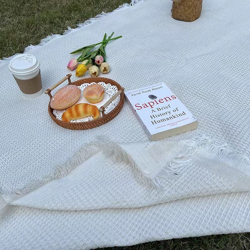 Thảm vải picnic, Thảm Dã Ngoại,du lịch, Phong cách Scandinavian, Khăn Tua Rua