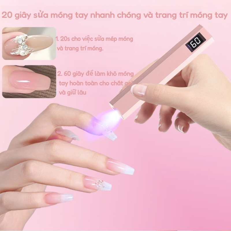 Đèn hơ móng mini cầm tay, Đèn uv Sấy Khô Sơn Móng Tay, Dành Cho Nail Gel, Màn Hình LED Thông Minh